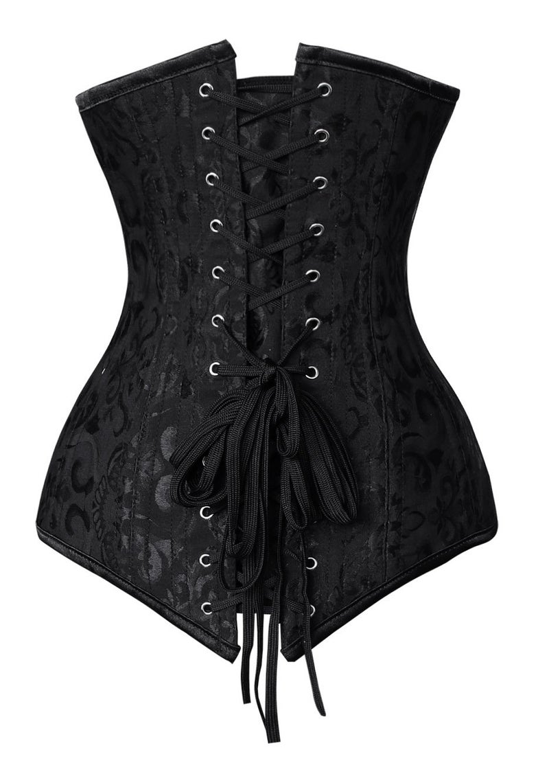 Charmian Women's 26 Steel Boned Brocade Underbust Waist Training Cincher Corset Black Large - Image 2
